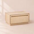 Low Bedside Table in birch plywood, studio photograph